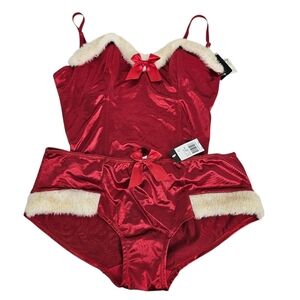 Christmas Spencer Bustier Set Red Satin XL